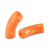 Kralen van acryl tube shiny Orange-gold