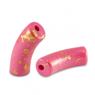 Kralen van acryl tube shiny Pink-gold