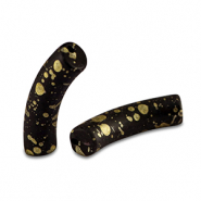 Kralen van acryl tube matt Black-gold