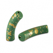 Kralen van acryl tube matt Dark green-gold