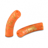 Kralen van acryl tube matt Orange-gold