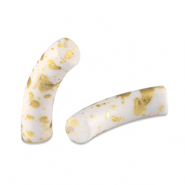 Kralen van acryl tube matt White-gold