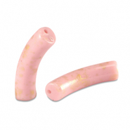 Kralen van acryl tube shiny Light pink-gold