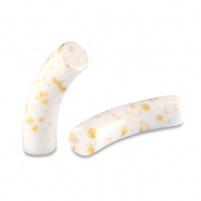 Kralen van acryl tube shiny White-gold