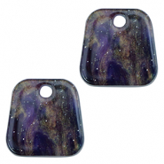 Hangers van resin trapezium glitter Multicolor galaxy