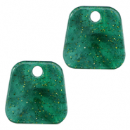 Hangers van resin trapezium glitter Multicolor green