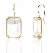 Crystal Glass oorbellen / oorstekers rectangle Crystal-gold