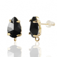 Crystal Glass oorbellen / oorstekers met oogje drop Black-gold