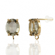 Crystal Glass oorbellen / oorstekers met oogje oval Brown-gold