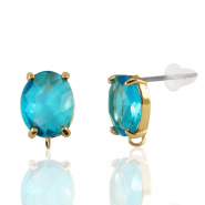 Crystal Glass oorbellen / oorstekers met oogje oval Blue-gold