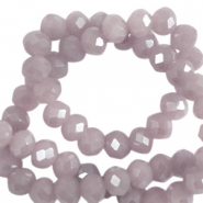 Facet kralen top quality disc 6x4 mm Lavender fog-pearl shine coating