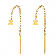 Oorbellen van Stainless steel Roestvrij staal (RVS) flower Gold