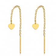 Oorbellen van Stainless steel Roestvrij staal (RVS) heart Gold