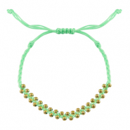 Hippe armbanden stainless steel beads Mint green-gold