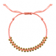Hippe armbanden stainless steel beads Peach pink-gold