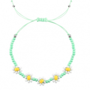 Hippe armbanden flower Mint green-white