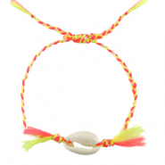 Hippe armbanden kauri Neon yellow-pink