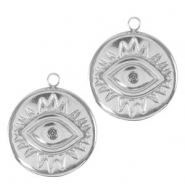 Bedels van Stainless steel Roestvrij staal (RVS) eye of providence Zilver