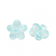 Acryl kralen flower Transparent turquoise blue
