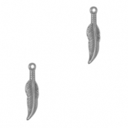Bedels van Stainless steel Roestvrij staal (RVS) feather Antiek zilver
