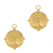 Bedels van Stainless steel Roestvrij staal (RVS) tree of life Goud