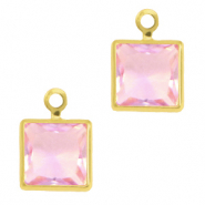 Hanger van crystal glas square Pink-gold