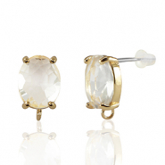 Crystal Glass oorbellen / oorstekers met oogje oval Crystal-gold