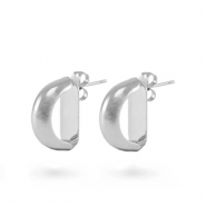 TQ metaal brass oorstekers Zilver