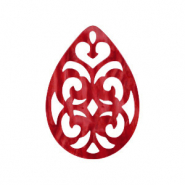 Hangers van resin druppel barok 38x27mm Chilli red