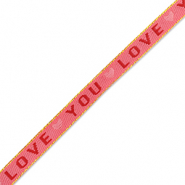Lint met tekst "love you" Dark pink-red