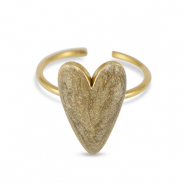 Ringen van Stainless steel Roestvrij staal (RVS) enamel heart Pearl gold