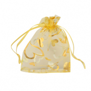 Organza sieradenzakje 7x9cm heart Yellow-gold
