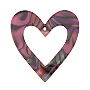 Hangers van resin heart Magenta pink-black