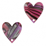 Hangers van resin heart Magenta pink-black