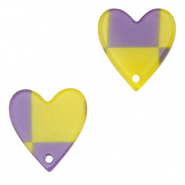 Hangers van resin heart Purple-lime green