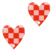 Hangers van resin heart Red-pink