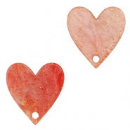 Hangers van resin heart Coral red