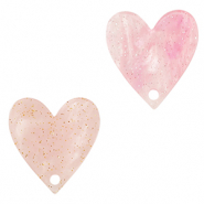 Hangers van resin heart Light pink