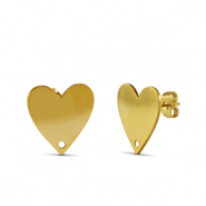 Oorbellen van Stainless steel Roestvrij staal (RVS) heart Gold