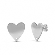 Oorbellen van Stainless steel Roestvrij staal (RVS) heart Silver