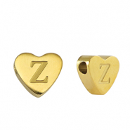 Kralen van stainless steel Roestvrij staal (RVS) hart letter Z Gold