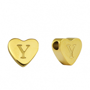 Kralen van stainless steel Roestvrij staal (RVS) hart letter Y Gold