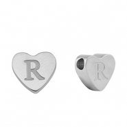 Kralen van stainless steel Roestvrij staal (RVS) hart letter R Silver