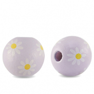 Houten kralen rond 16mm flower Lilac