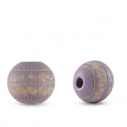 Houten kralen rond 10mm pattern Light purple