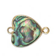 Zoetwater parels tussenstuk heart Gold-ocean green