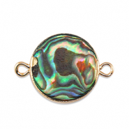 BQ Zoetwater parels tussenstuk round Gold-ocean green