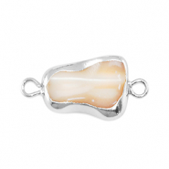 Zoetwater parels tussenstuk asymmetric Silver-taupe