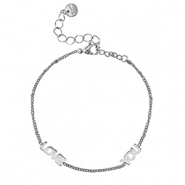 Armbanden van Stainless steel Roestvrij staal (RVS) ''LOVE YOU'' Silver