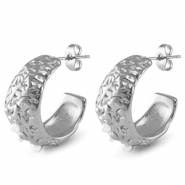 Oorbellen van Stainless steel Roestvrij staal (RVS) oorstekers imitation pearls Silver